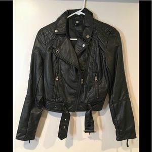 H&M faux leather jacket with belt